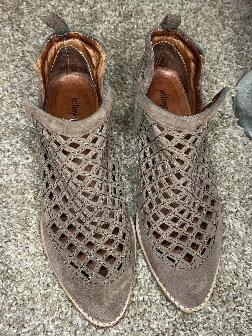 Jeffrey Campbell Taupe Suede Cutout Ankle Booties Size 6